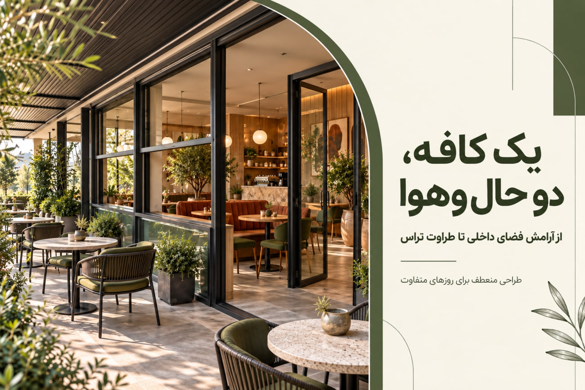 راهکارهای طراحی کافه با فضای باز و بسته؛ تجربه‌ای انعطاف‌پذیر برای مشتریان